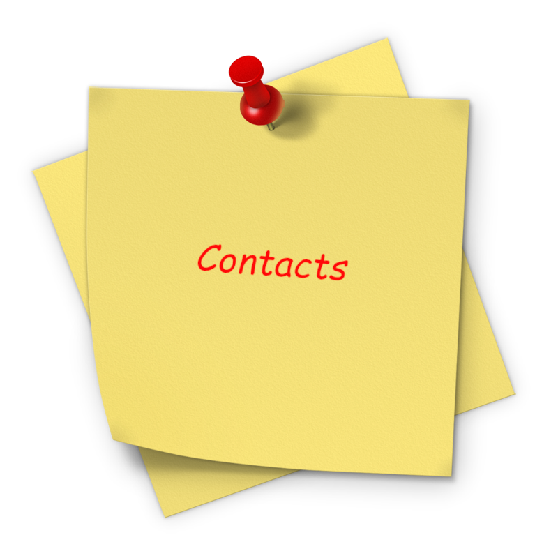 contains a post-it relating contacts page